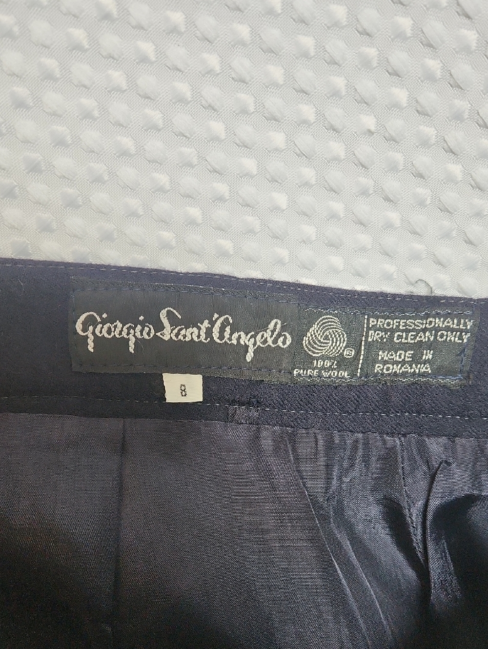 Vintage Giorgio Sant’Angelo Navy 100% Wool Pencil Skirt 8 Button Modest Academia - Picture 5 of 10